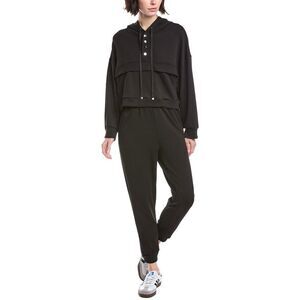 Marion Womens 2Pc Double Soft Hoodie & Pant Set, Black